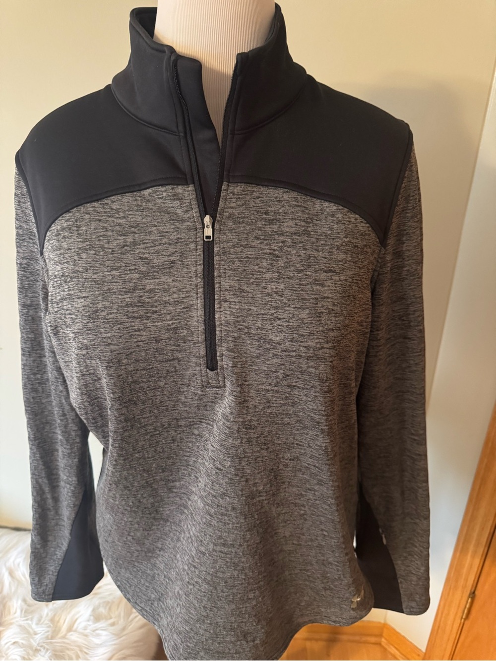 Under Armour Gray and Black Half-Zip Pullover Sweater